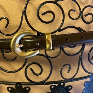 Soho Design Group brown genuine leather belt with brass hardware